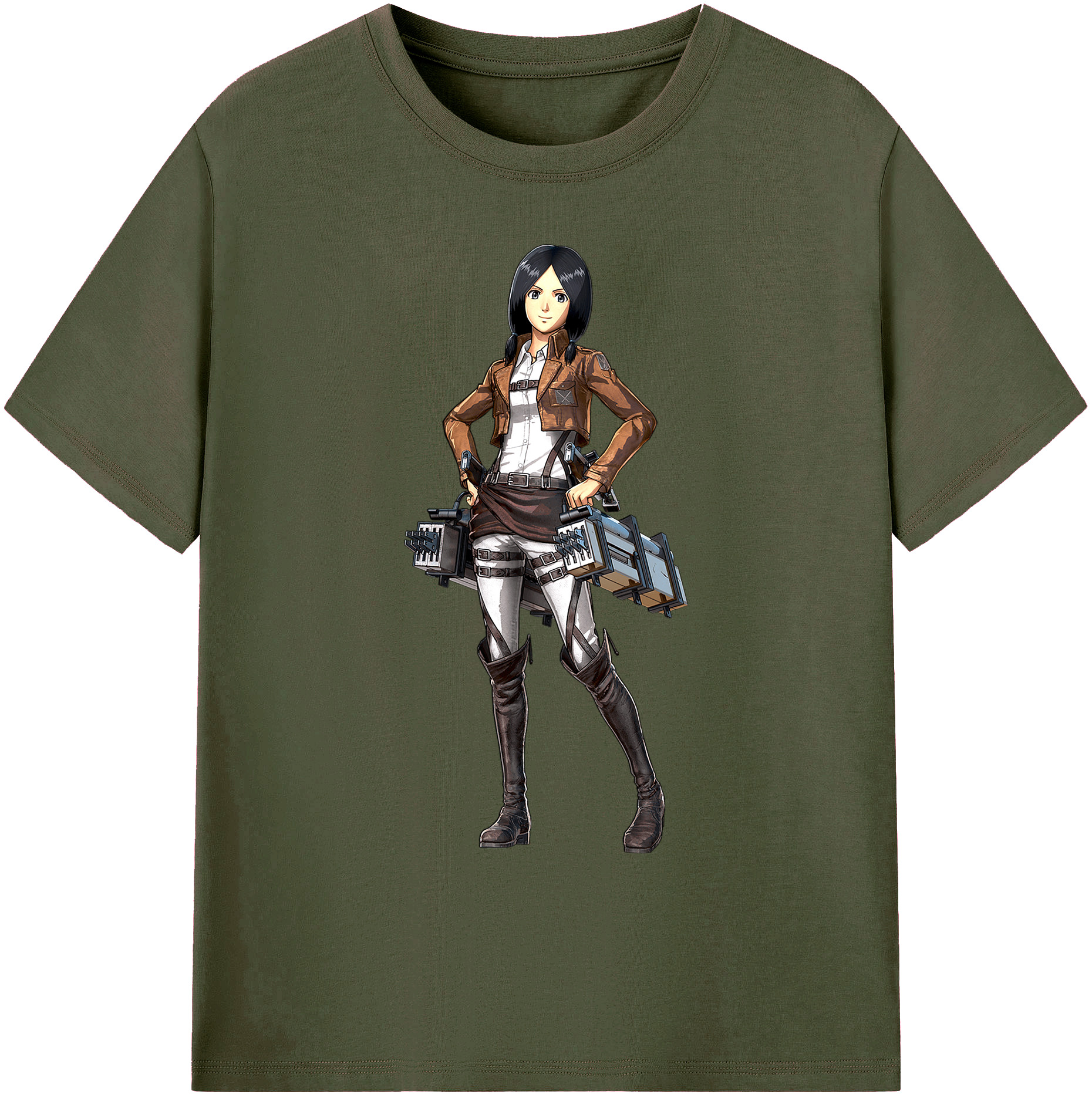 （画像用） 進撃の巨人 ミカサ·アッカーマン Attack on Titan Mikasa Ackerman 綿100％ メンズ半袖Tシャツ｜肌触りやわらか＆通気性